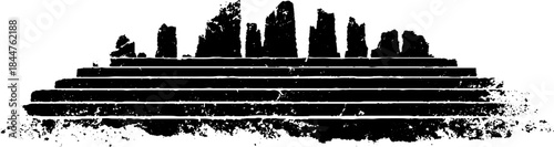 Monochrome stencil art of abstract stepped lines for urban design