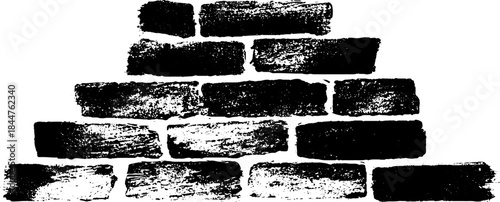 Black and white stencil illustration of irregular brick structure for urban design