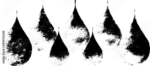Black and white stencil illustration featuring irregular drop smears for urban art designs