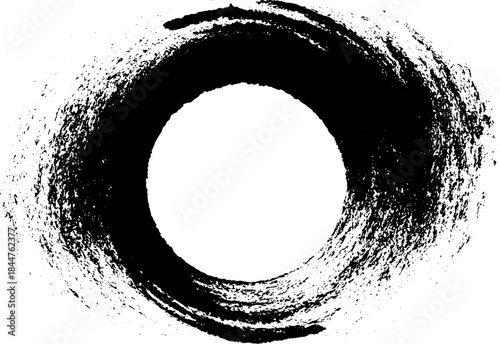 Jagged circular vortex stencil art for urban design and poster creation