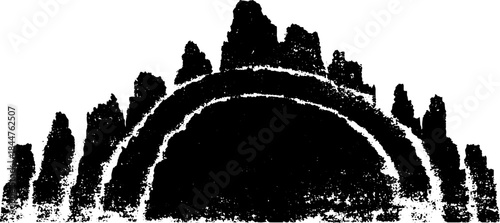 Black and white jagged arc stencil design for urban art projects