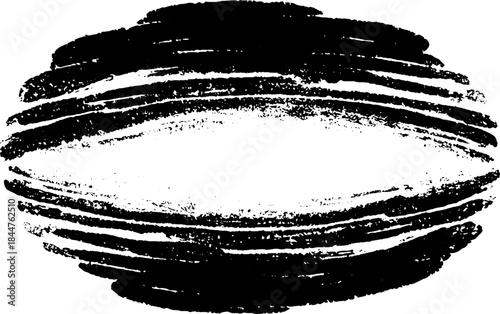 Abstract black and white stencil design with layered oval brush strokes