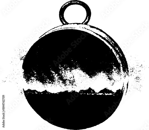 Minimalist black and white stencil design featuring blank sticker concept