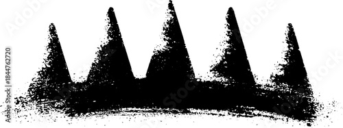 Minimalist black and white spiked shape stencil illustration for urban art design