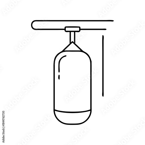Minimalist black and white line art icon of a punching bag hanging for boxing practice