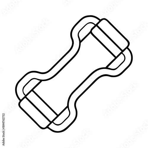 A simple line art illustration of a strap adjuster buckle for fastening bags or belts