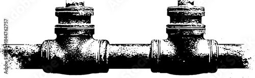 Industrial scaffold design in black and white stencil illustrative art