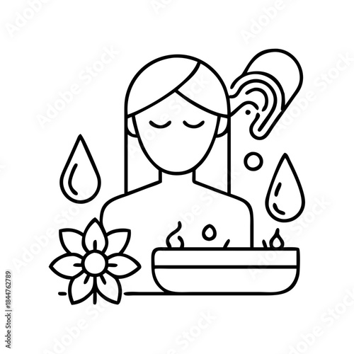 A serene spa treatment illustration depicting relaxation and wellness therapy