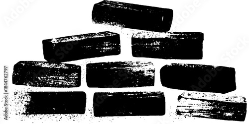 Black and white mosaic fragment stencil illustration - urban art design for posters and prints