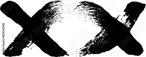 Black and white stencil illustration of overlapping rough x marks for urban art design