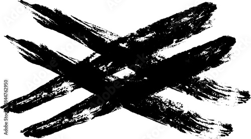 Abstract black and white stencil of overlapping rough x shapes for urban graphic design