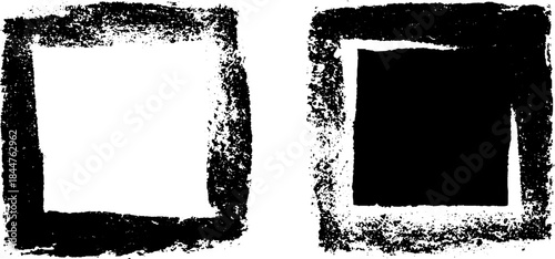 Black and white grunge stencil squares for urban art and design projects