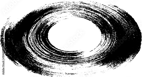 Black and white circular brushstroke grunge design for creative projects