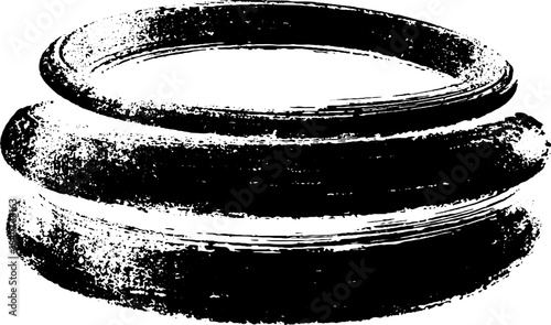 Black and white stencil of rippling elliptical ring design for urban art projects