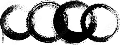 Abstract black and white circular brush stencil art for creative design