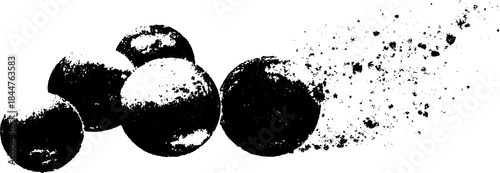 Monochrome stencil design of soap bubbles with foam spray for urban art concepts
