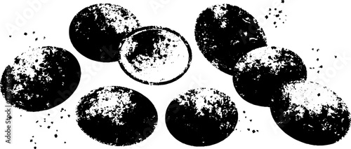 Black and white stencil illustration of spring festival confetti