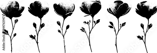 Stylized blooming bud stencil art illustration for creative design projects