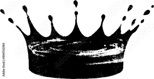 Black and white stencil illustration of stylized water droplet crown for urban art design