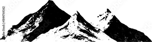 Monochrome winter mountain peaks stencil for seasonal design projects