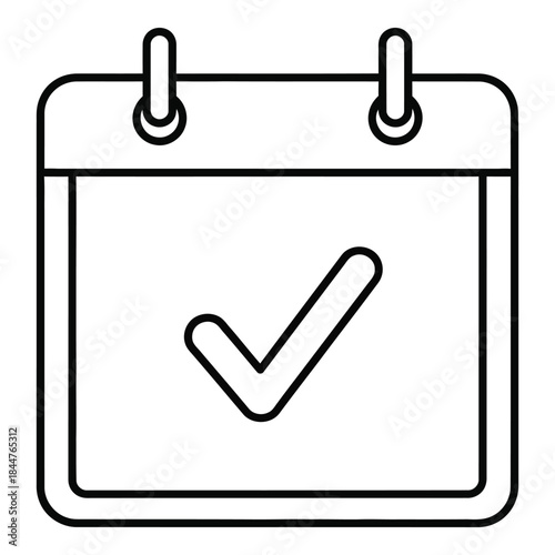A simple line icon representing a calendar page with a large checkmark, indicating completion or confirmation.