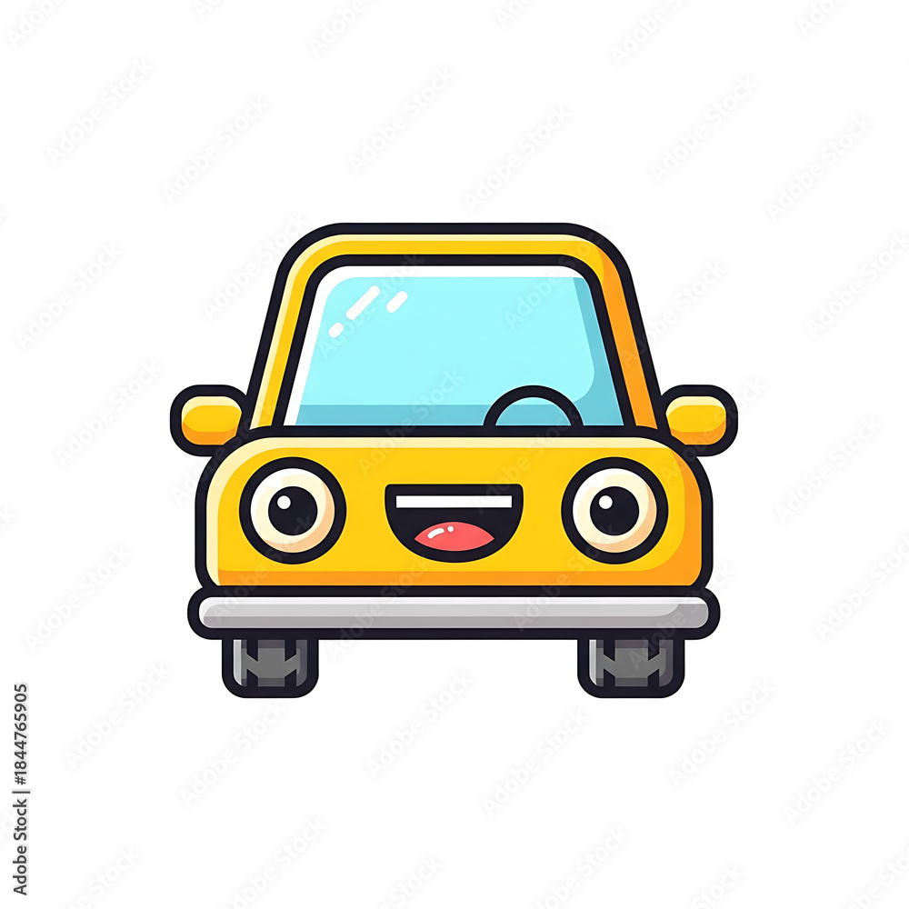 Obraz premium Yellow Cartoon Car.