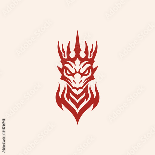 Red Dragon Head Logo with Crown and Flames.