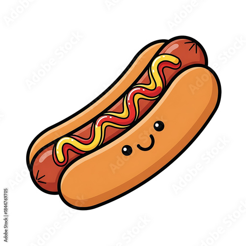 Cute Cartoon Hot Dog.