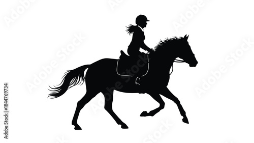 A striking silhouette of a horse and rider in motion showcasing equestrian skill and grace