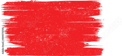 Red Brush Stroke, Speckled Texture . Distress Grunge background . Scratch, Grain, Noise, paint brush . Red roller paint with light noise texture.Printing relief background .Transparent vector. 