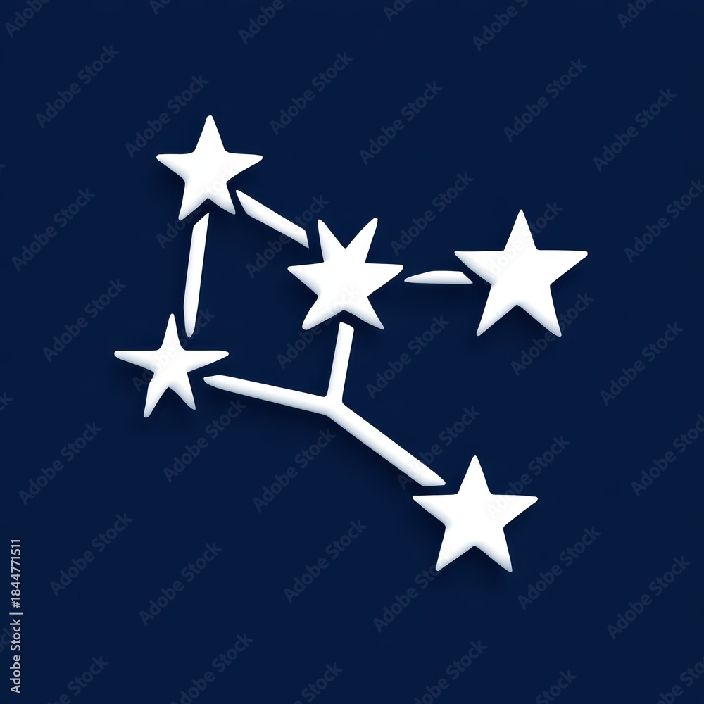 Fototapeta premium southern cross icon, a sleek icon of the southern cross, with five white stars on a navy background, highlights its celestial and national importance