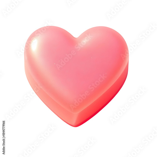 Heart shaped soap pastel pink, isolated on transparent background