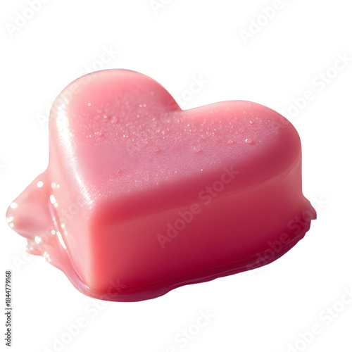 Heart shaped soap pastel pink, isolated on transparent background