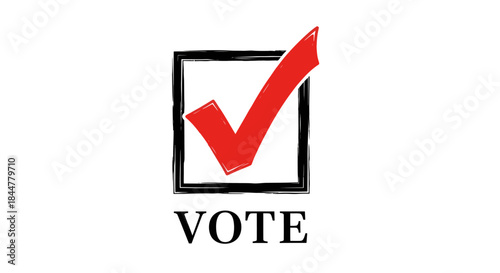 Vote Confirmed Black Checkbox with Red Checkmark and Bold “VOTE” Text Emphasizing Civic Participation