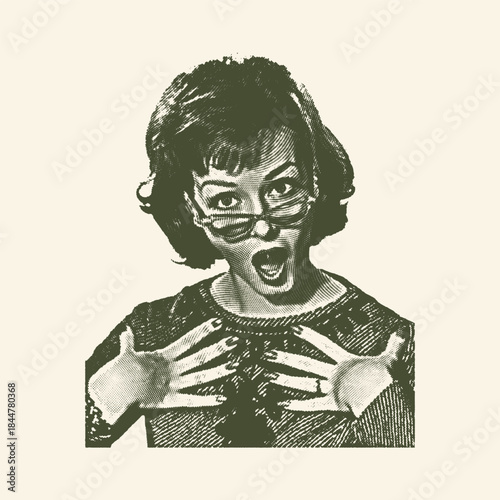 Surprised Woman Pop Art Portrait with Glasses