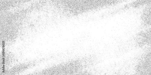 Wavy stipple grain texture with soft gradients. Black noise dust clouds on white. Retro pointillism speckle effect, vector illustration