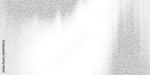 Heavy grain vignette frame with faded white center. Black dust noise border texture. Retro photocopy speckle edge pattern, vector illustration