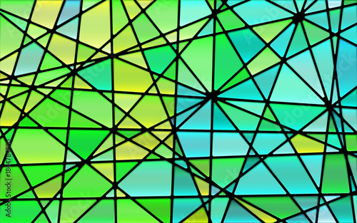 abstract vector stained-glass mosaic background - green and blue