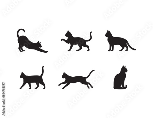 Cats Silhouette Set Vector