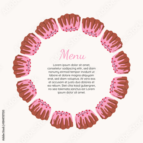 Design of a candy store banner frame.  Template for bakeries, cafes, birthdays, cards, menus, pastries, or graphic design.