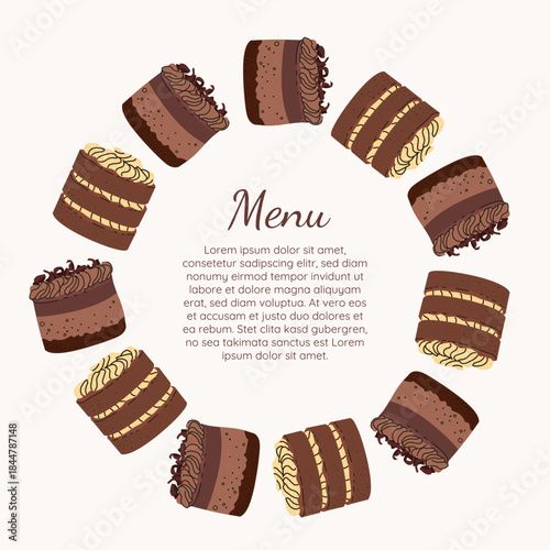 Design of a candy store banner frame.  Template for bakeries, cafes, birthdays, cards, menus, pastries, or graphic design.