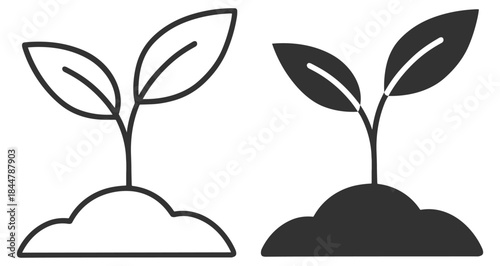 Plant growth icons, eco seedling and organic agriculture symbols vector on transparent background