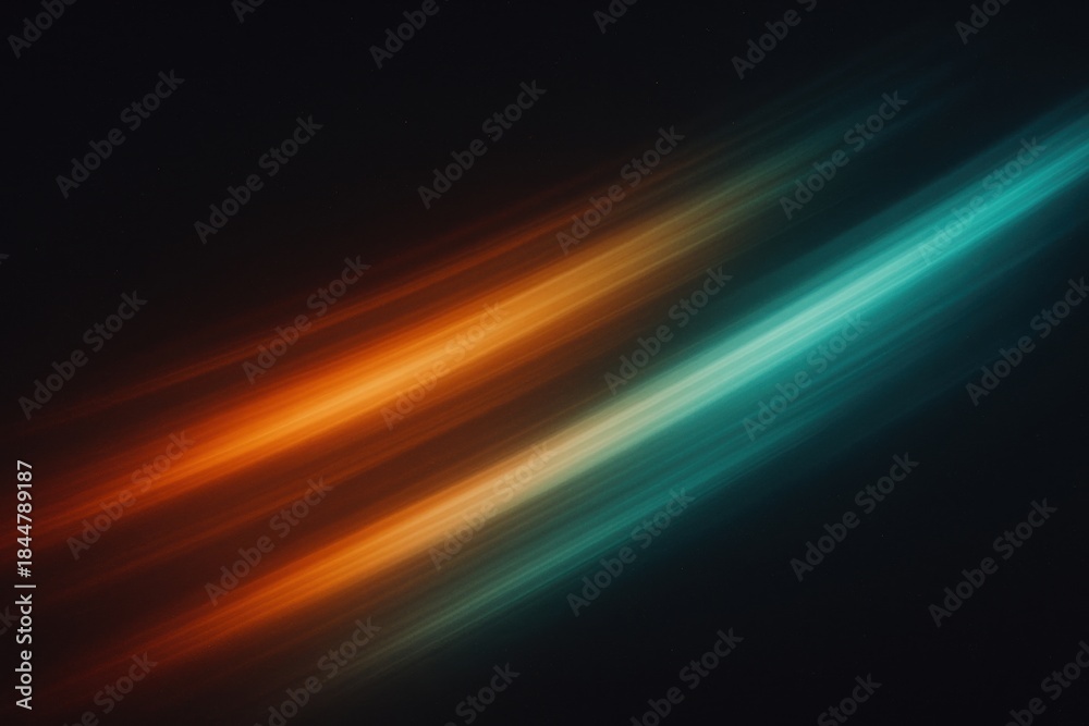 Fototapeta premium Vibrant abstract lines in orange and teal create a dynamic visual contrast against a dark background.