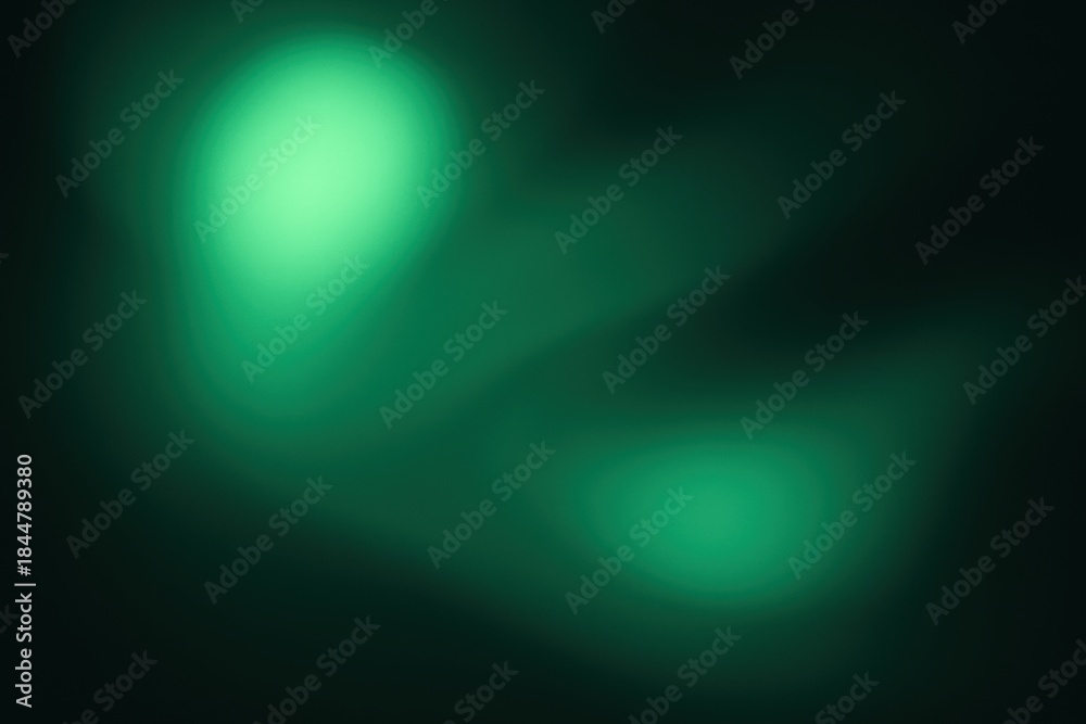 Obraz premium Ethereal green abstract light forms illuminating a dark background, creating a mysterious and tranquil atmosphere.