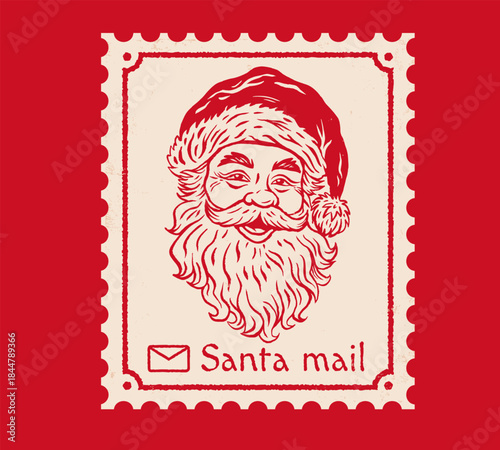 Vintage vector postcard with Santa Claus. Vector vintage card with Santa for Christmas and New year.