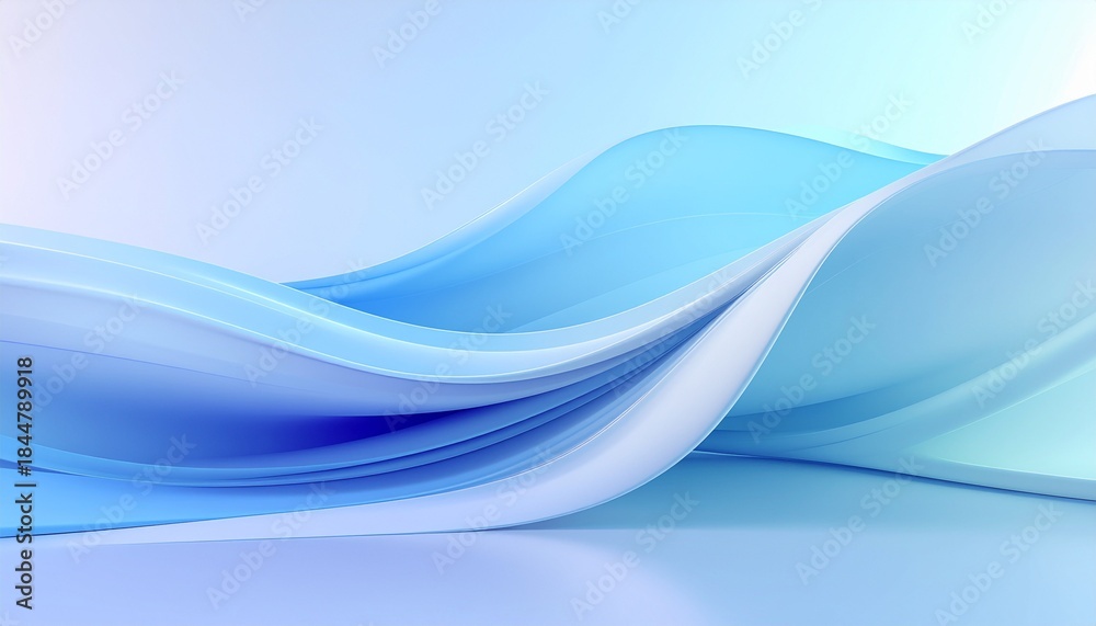 Naklejka premium Minimal Corporate Light Blue Abstract Gradient Background with Smooth Flowing Ribbon Waves