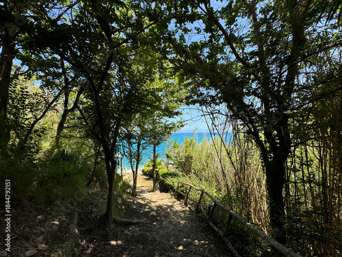 southern Italy, Calabria, Mediterranean coast, beach, sea, oleanders and greenery