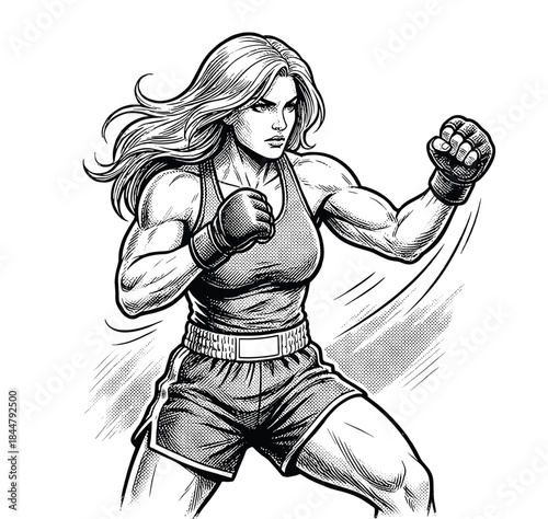 The Iron Defender – Strong Female Warrior Illustration