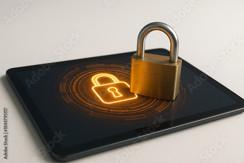 Digital Lock Padlock Cybersecurity Concept