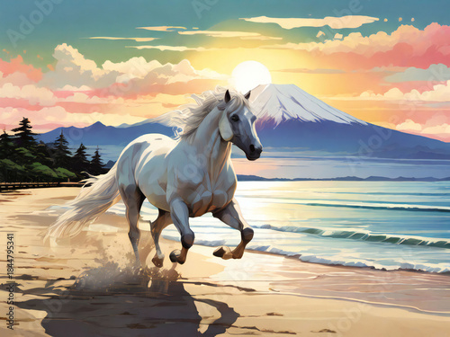 A thoroughbred sprinting at full speed.